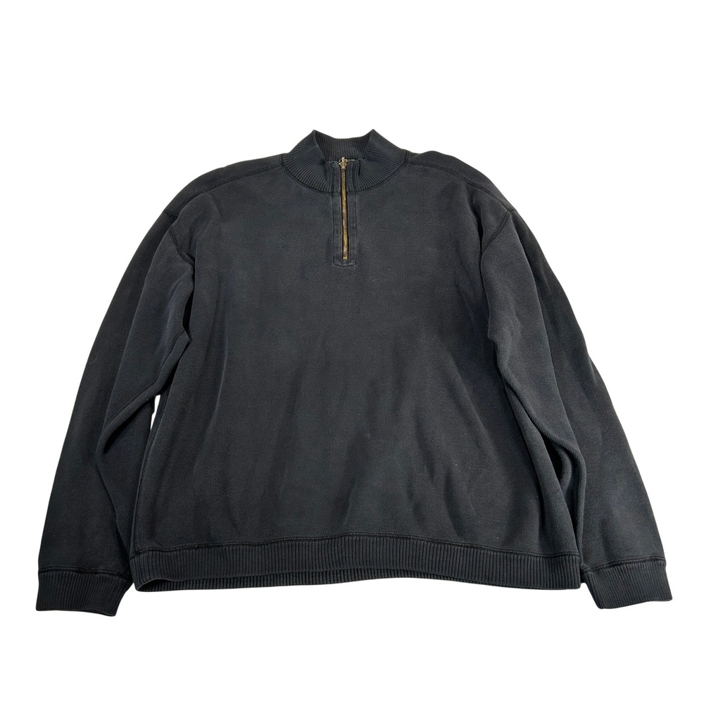 Tommy Bahama Mens Quarter Zip Pullover Sweater Dark Gray Mock Neck Cotton XL
